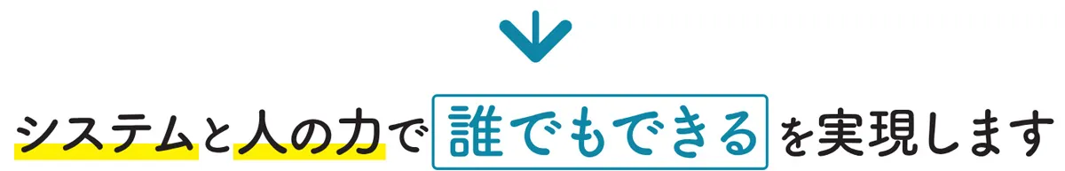 システムと人の力で誰でもできるを実現します